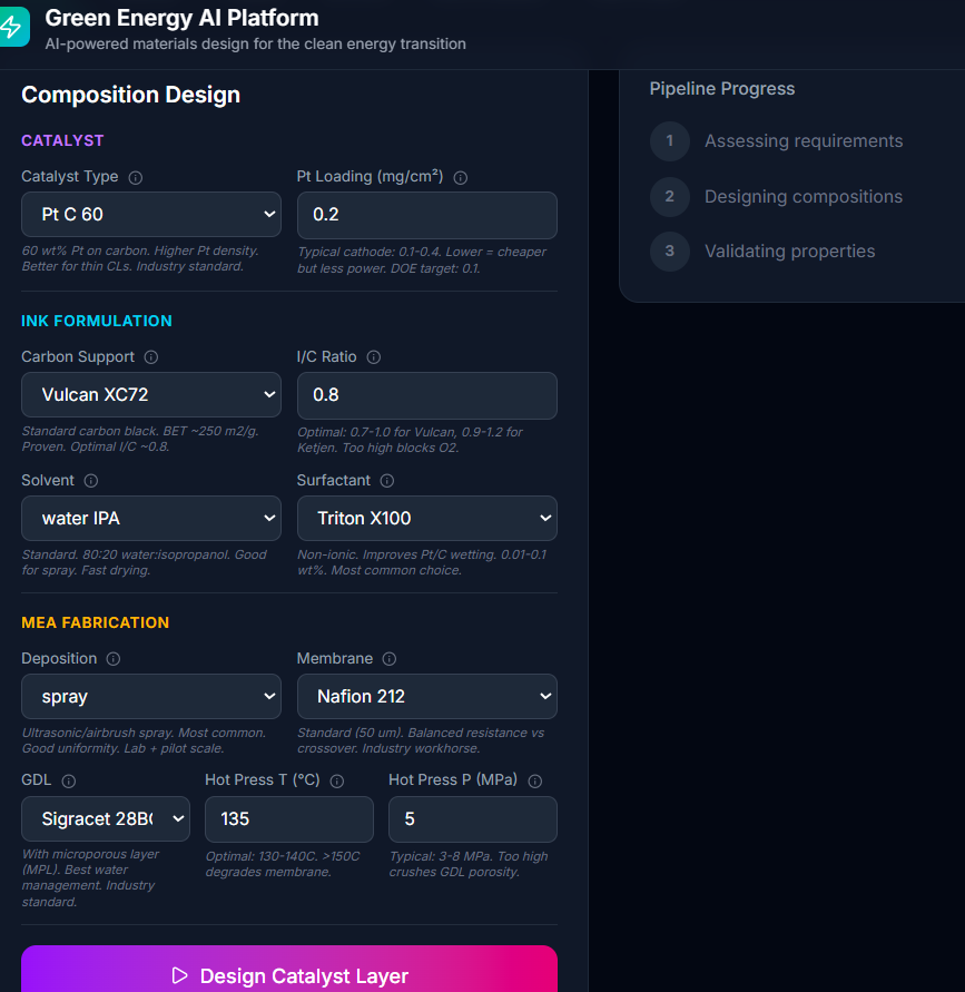 Green Energy AI Fuel Cell module screen